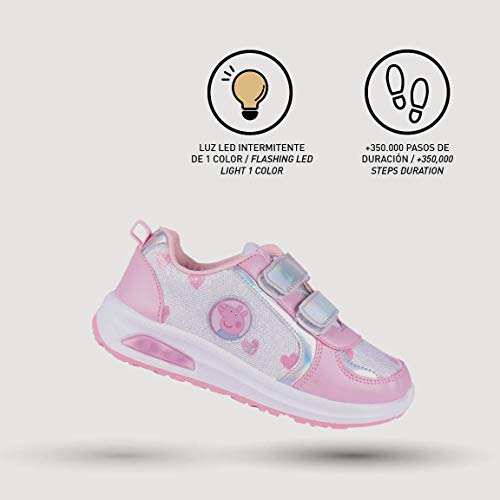 Cerdá Life'S Little Moments Zapatillas con Luces para Niñas de Peppa Pig con Licencia Oficial Nickelodeon, Deportivas, Multicolor, 23 EU