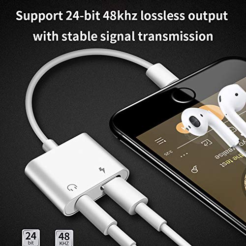 [Certificado MFi] Adaptador de auriculares para iPhone [2 en 1] Divisor de accesorios de audio auxiliar Lightning a 3,5 mm Compatible con iPhone 13/12/11/X /XR /XS/7/8/8 P Compatible con todos los iOS