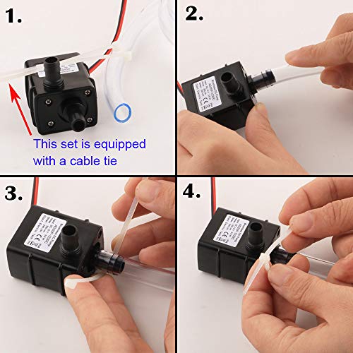 CESFONJER 12V Micro Sin Cepillo de la Bomba de Agua, Mini Micro Bomba Sumergible para Pecera Acuario Jardín, Estanque, Fuente (+ con Tubo de Agua Suave de PVC de 8 mm de diámetro y 3 m de Longitud)