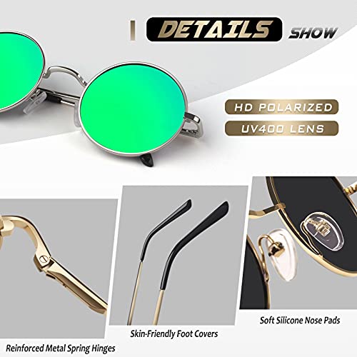 CGID E01 Estilo Vintage Retro Lennon inspirado círculo metálico redondo gafas de sol polarizadas para hombres y mujeres