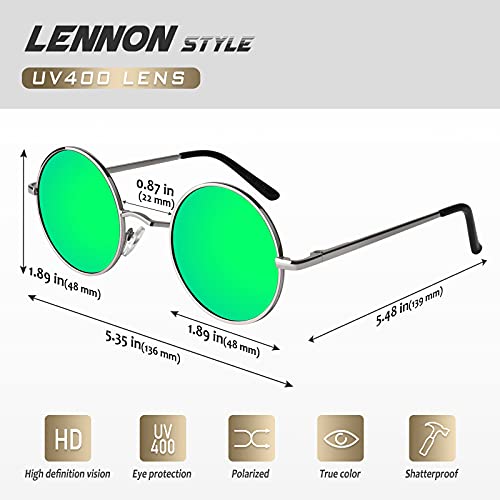 CGID E01 Estilo Vintage Retro Lennon inspirado círculo metálico redondo gafas de sol polarizadas para hombres y mujeres