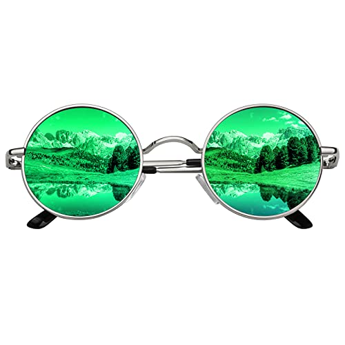 CGID E01 Estilo Vintage Retro Lennon inspirado círculo metálico redondo gafas de sol polarizadas para hombres y mujeres