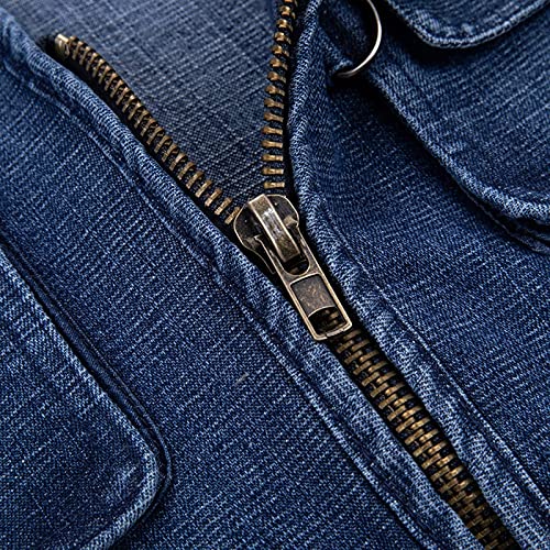 Chaleco Denim Men's Gilet Multi Pocket V-Cuello de Cuello en V Casual Senderismo Reporteros Fotografía Negociables Chaquetas sin Mangas Denim Liuyu. (Color : Denim Blue, Size : 5XL)