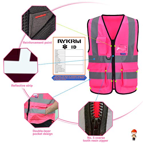 Chalecos de seguridad Alta Visibilidad Trabajo fluo (M, Rosa)