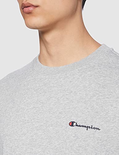 Champion Classic Small Logo Crewneck Sweatshirt Sudadera, Gris Claro, S para Hombre