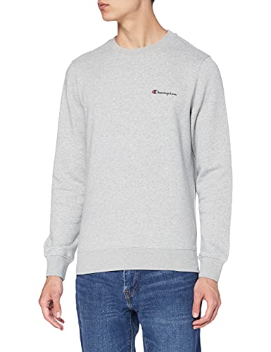 Champion Classic Small Logo Crewneck Sweatshirt Sudadera, Gris Claro, S para Hombre