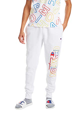 Champion Life Pantalones de chándal para Hombre con Tejido inverso, Hombre, Pantalones Deportivos, P3700, Blanco, Large