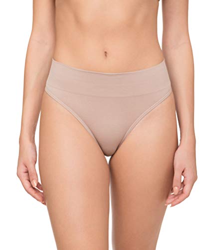 Channo Tangas Mujer Licra Cintura Midi Alta Sin Costuras Seamless Básico Colores Lisos (Negro, L-XL)