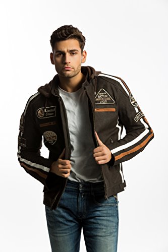 Chaqueta Moto Hombre en Cuero Urban Leather '58 GENTS' | Chaqueta Cuero Hombre | Cazadora de Moto de Piel de Cordero | Armadura Removible para Espalda, Hombros y Codos Aprobada por la CE |Marrón | XL