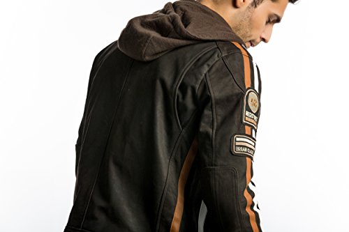 Chaqueta Moto Hombre en Cuero Urban Leather '58 GENTS' | Chaqueta Cuero Hombre | Cazadora de Moto de Piel de Cordero | Armadura Removible para Espalda, Hombros y Codos Aprobada por la CE |Marrón | XL