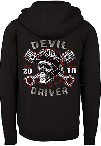 Chaqueta Sudadera con Capucha: Devil Driver - con Bordado/Hoodie/Hoody Zipper Sweater/Hombre-s y Mujer-es/Moto-cicleta/USA/Chopper/Skull Calavera/Motero/Hooded-Jacket (XXL)