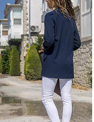 Chaquetas De Punto De Chaqueta De Oficina De Las Mujeres Manga Larga Chaquetas Blázer Outwear Azul Marino S