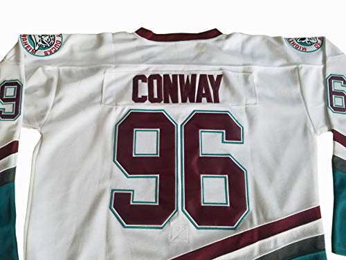 Charlie Conway Camisa #96 Ducks Ice Hockey Jersey Verde/Blanco, Blanco, Small