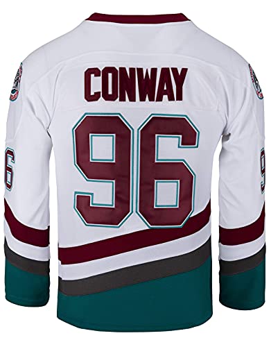 Charlie Conway Camisa #96 Ducks Ice Hockey Jersey Verde/Blanco, Blanco, Small