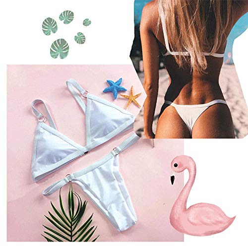 CheChury Bikini Mujer Conjuntos Brasileño Sexy Tanga Mujer Playa Ropa de Baño Traje de Baño Sexy Bañador de Baño Tops y Braguitas 2 Piezas Verano