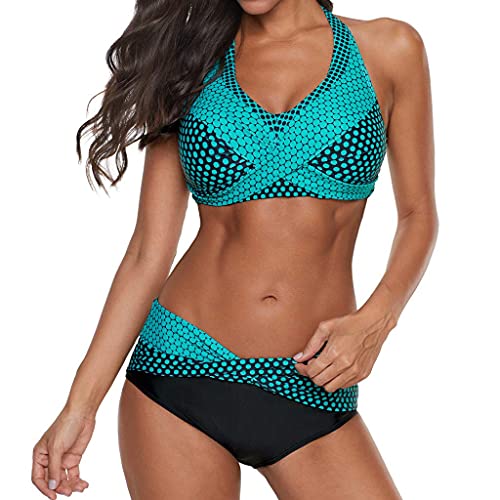 CheChury Bikinis Mujer 2021 Talla Grande Gradiente de Color Push up Sexy de Lunares de Playa Conjunto de Traje de BañO Estampado Bohemio BañAdores con Sujetador Retro Tops y Braguitas