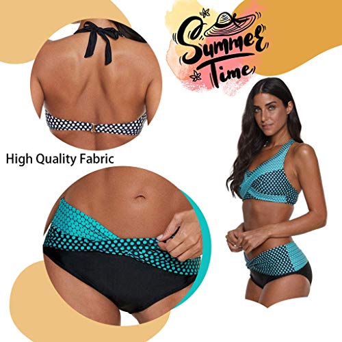 CheChury Bikinis Mujer 2021 Talla Grande Gradiente de Color Push up Sexy de Lunares de Playa Conjunto de Traje de BañO Estampado Bohemio BañAdores con Sujetador Retro Tops y Braguitas