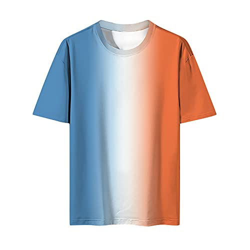 Chejarity Chándal para hombre, camiseta y pantalón corto, conjunto de camiseta y pantalón corto de verano, ropa deportiva de dos piezas, F-naranja., XXL