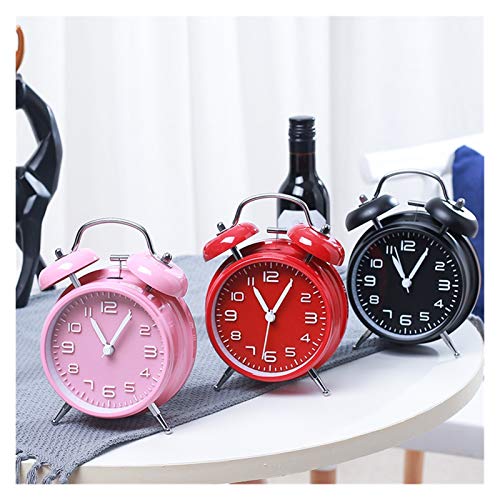 CHENBOMY Despertador Boutique de 4 Pulgadas Boutique, escaneo de Campanas de Metal, Reloj de Alarma silencioso de Alto Volumen, Estudiante (Color : 318PINK)