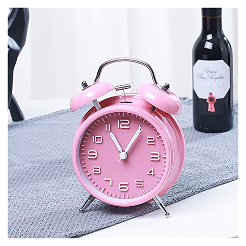 CHENBOMY Despertador Boutique de 4 Pulgadas Boutique, escaneo de Campanas de Metal, Reloj de Alarma silencioso de Alto Volumen, Estudiante (Color : 318PINK)