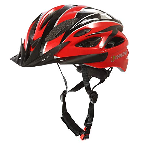 CHILEAF Casco Bicicleta Adulto de 56 a 62 cm con Visera, Casco Bici 18 ventilaciones, Cascos de Bicicleta de Ciclismo Ajustables, Ligeros, Hombres y Mujeres para Skateboard Mountain Road Bike (Rojo)