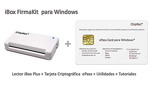 ChipNet Lector de DNI electrónico 3.0 y 4.0 + Tarjeta Criptográfica Certificado Digital * para Windows 10 y 11 FIRMAKIT