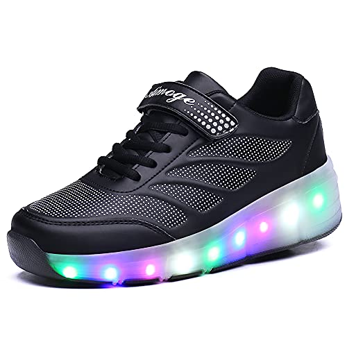 Churlin Zapatos con Ruedas Zapatillas con Dos Ruedas para niños y niña Led Luces Zapatillas con Ruedas Se Puede Bambas con Ruedas Automática Calzado de Skateboarding