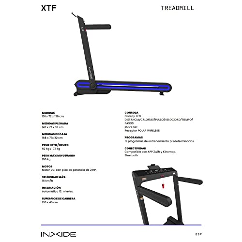 Cinta de Correr Plegable 16Km/h - INXIDE XTF Bodytone