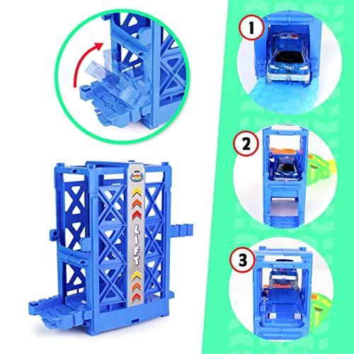 Circuito Coches de Juguetes Niños Luminoso,Pista Coches Juguete con 1 Ascensor Automáticos y 1 LED Coche Juguete Regalos Juguetes Niños Niña 3 4 5 6 Años(145 Piezas)