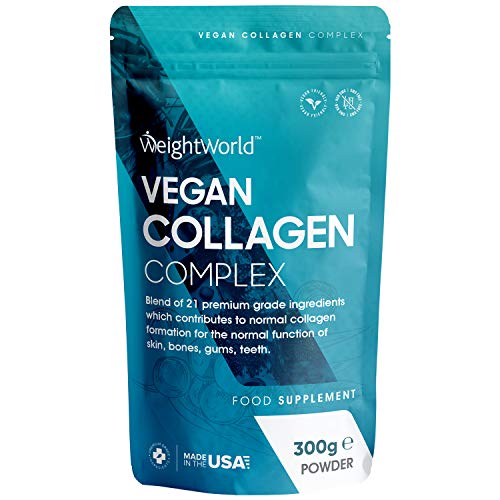 Colágeno Vegano Polvo 300g - Suplemento Vegetal Para Articulaciones, Cabello, Piel, Uñas y Músculos, Con Vitamina C y Probióticos y 21 Superalimentos como Acerola, Jengibre, Espirulina, Té Verde
