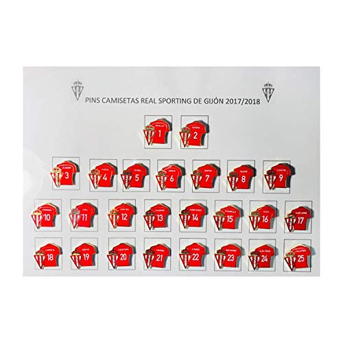 COLECCIÓN – 25 PINS CAMISETAS DE LOS JUGADORES DEL REAL SPORTING DE GIJÓN 2017-2018