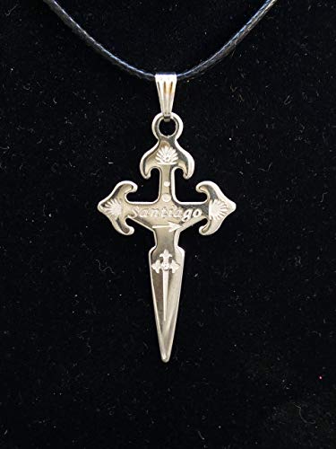 Colgante en Acero, Cruz de Santiago, grabado