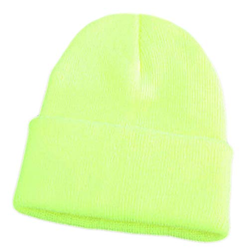 Collecsound - Gorro de punto para esquí, elástico, cálido para el invierno, estilo hip-hop, para hombre y mujer Amarillo Amarillo Fluorescente Talla única