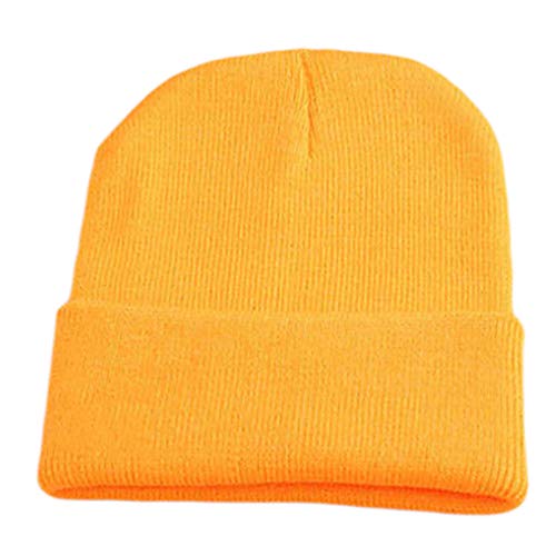 Collecsound - Gorro de punto para esquí, elástico, cálido para el invierno, estilo hip-hop, para hombre y mujer Amarillo Amarillo Fluorescente Talla única