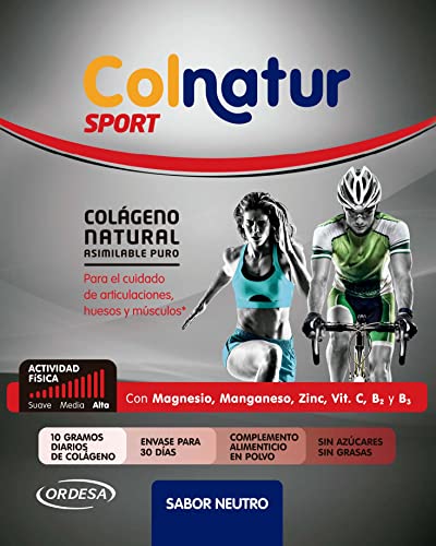 Colnatur Sport Neutro - Colágeno con Magnesio, Zinc y Vitamina C para Músculos, Huesos y Articulaciones, 350g