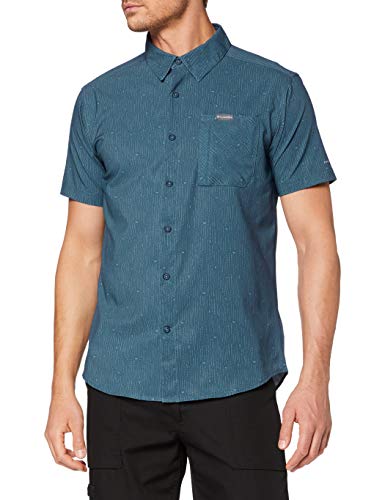 Columbia Triple Canyon Camisa de Manga Corta, Hombre, Azul (Dark Mountain Maze), S