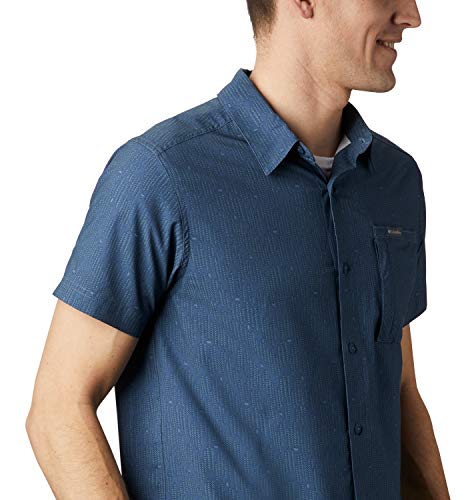 Columbia Triple Canyon Camisa de Manga Corta, Hombre, Azul (Dark Mountain Maze), S