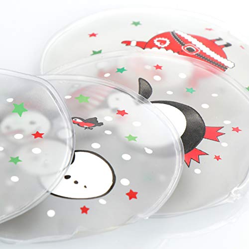 com-four® 4X Calentador de Bolsillo Reutilizable - Calienta-Manos Navideños para Niños - Almohadilla Térmica para Días Fríos y para el Camino (Papá Noel/muñeco de Nieve/Reno)