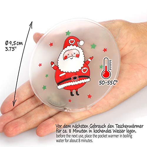 com-four® 4X Calentador de Bolsillo Reutilizable - Calienta-Manos Navideños para Niños - Almohadilla Térmica para Días Fríos y para el Camino (Papá Noel/muñeco de Nieve/Reno)