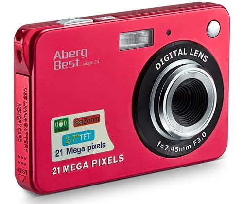 Compactas Cámaras Digitales AbergBest 2.7 LCD Recargable HD Cámara Digital para Estudiantes, niños, Adultos Interior y Exterior (Rojo)