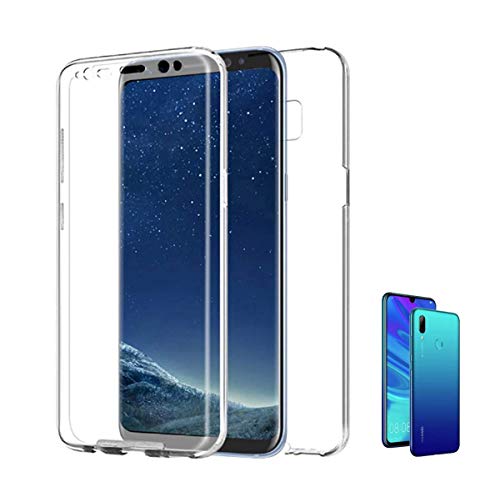 Compatible con [ Huawei P Smart 2019 y Huawei P Smart Plus 2019 ] (6,2 pulgadas) Funda 360 Carcasa doble cara 360 de Silicona Delantera + TRASERA tpu rigido DOBLE 100% TRANSPARENTE enteriza y completa