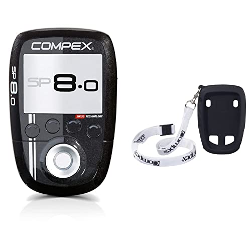 Compex SP 8.0 Electroestimulador, Unisex, Negro, 0 + Funda Protectora Lanyard Wireless, Negro, Talla Standard