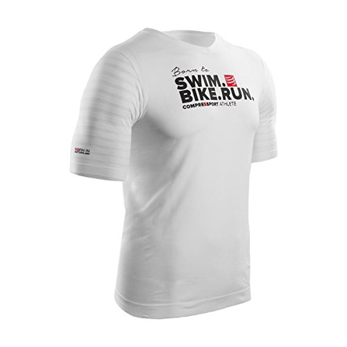 COMPRESSPORT Running Camiseta Born to Swim Bike Run Unisex Carrera Shir
