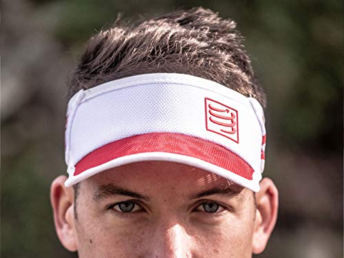 COMPRESSPORT - Visera para Correr en Rojo/Negro - Spiderweb Ultralight Visor - Ultraligero y Altamente ventilado - Fibras de Secado rápido, Rojo/Blanco