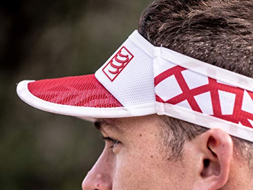 COMPRESSPORT - Visera para Correr en Rojo/Negro - Spiderweb Ultralight Visor - Ultraligero y Altamente ventilado - Fibras de Secado rápido, Rojo/Blanco