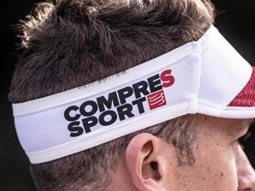 COMPRESSPORT - Visera para Correr en Rojo/Negro - Spiderweb Ultralight Visor - Ultraligero y Altamente ventilado - Fibras de Secado rápido, Rojo/Blanco