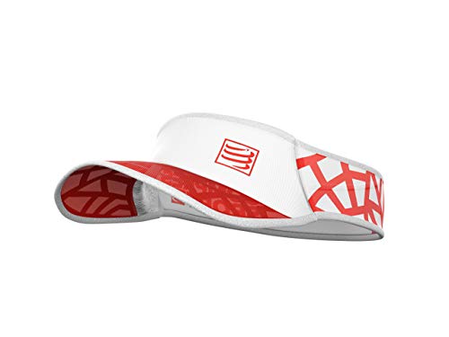 COMPRESSPORT - Visera para Correr en Rojo/Negro - Spiderweb Ultralight Visor - Ultraligero y Altamente ventilado - Fibras de Secado rápido, Rojo/Blanco