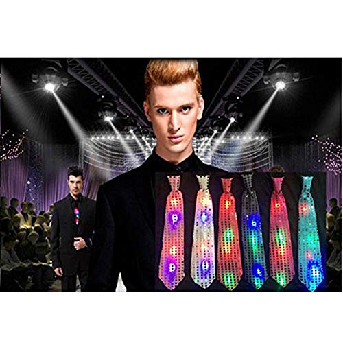 COMTERVI Modos LED brillantes Cravate, corbata Light Up Neon Nightlife para hombres (rosa rojo)