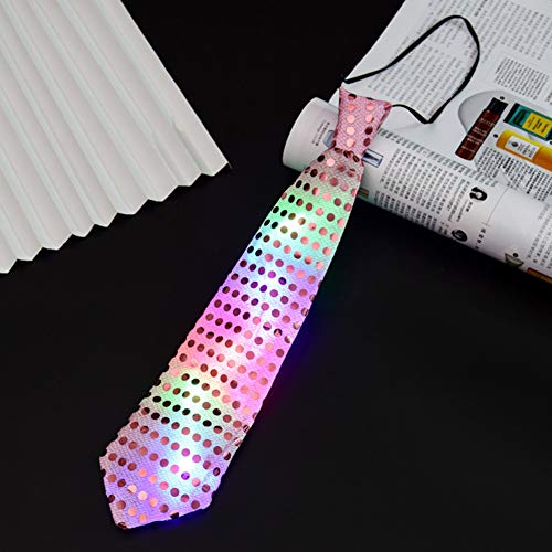 COMTERVI Modos LED brillantes Cravate, corbata Light Up Neon Nightlife para hombres (rosa rojo)