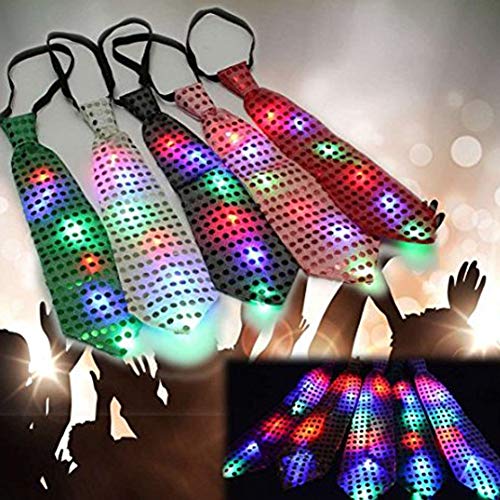 COMTERVI Modos LED brillantes Cravate, corbata Light Up Neon Nightlife para hombres (rosa rojo)